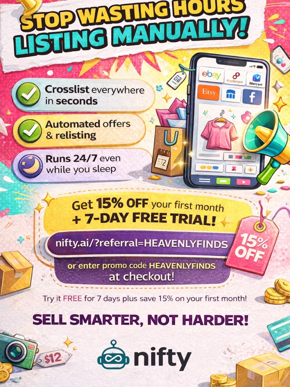 Nifty PromoCode Discount For Resellers Use:HEAVENLYFINDS at checkout for 15% off